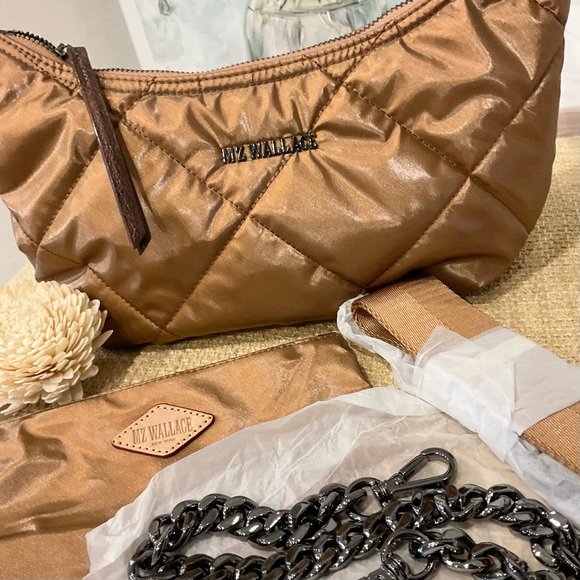 MZ Wallace Quilted Bowery Shoulder Bag Tiger Eye Pearl, NWT - Picture 6 of 6